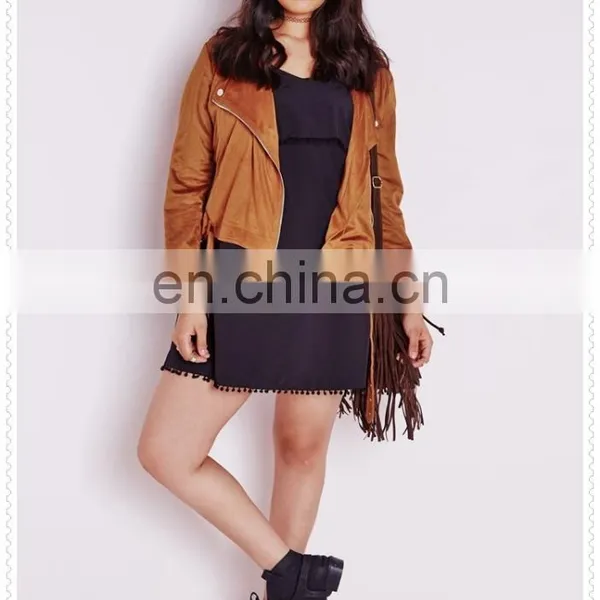 Oem Plus Size Female Faux Suede Biker Jacket Nice Design Low Price Made in China photo-2