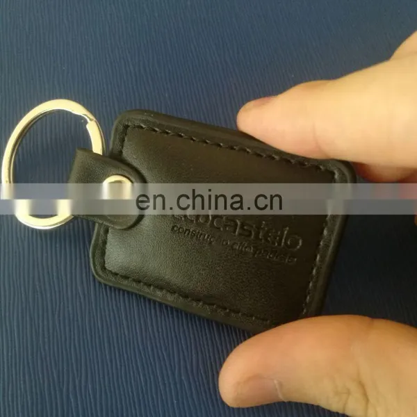 Black Leather Key Ring Holder With Embossed Logo photo-2