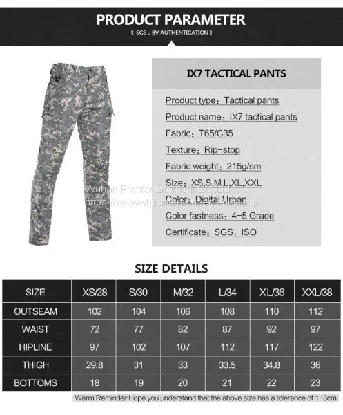 11 Colors IX7 Plaid Fabric Tactical Pant photo-2