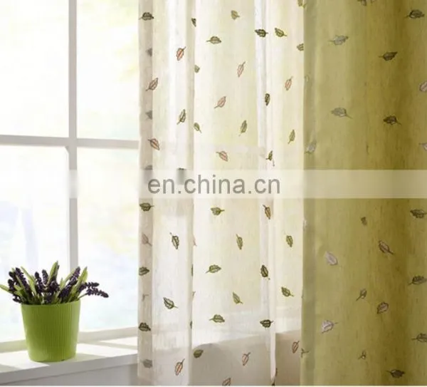 Fantasy Leaf Pattern Elegant Plain Embroidered Texture Linen Curtain for Decor photo-4