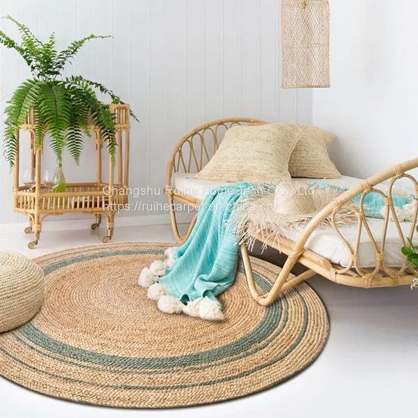 Hand Made Jute Carpet Braided Round Rug With High Quality photo-3