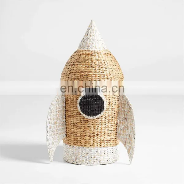 Hot Sale Water Hyacinth Rocket Hamper Storage Basket Home Decoration Clothes Wicker Basket Frame High Quality Wholesale