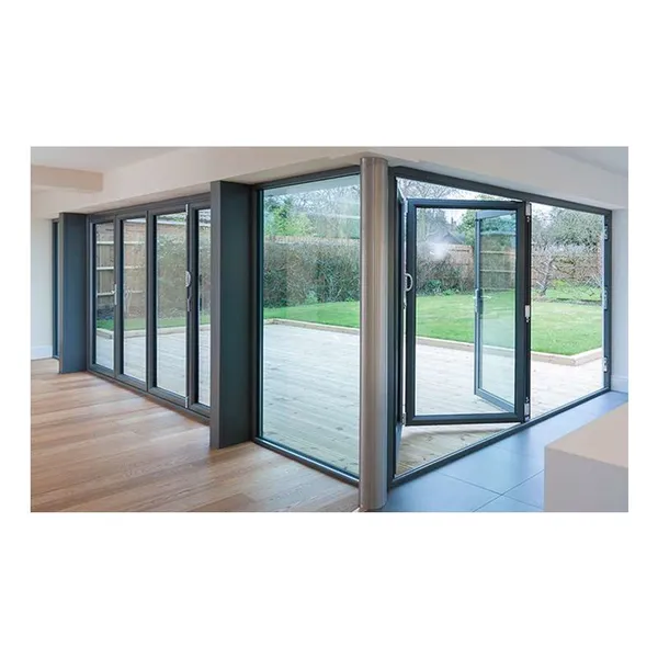 Customized Aluminum Clad Wood Bifolding Double Glazed Door photo-4