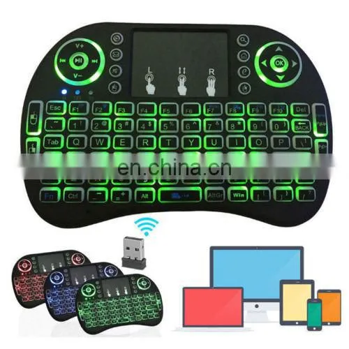 2020 Hot Selling Backlight 2.4GHz i8 Mini Wireless Keyboard Touch Pad i8 Air Fly Mouse Backlit Keyboard for Android tv Box