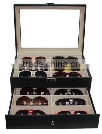 Black Leather Large Jewelry Box Sunglass Organizer,black Leather Watch Box Organizer,hard Shell Faux Leather Drawer Organizer photo-3