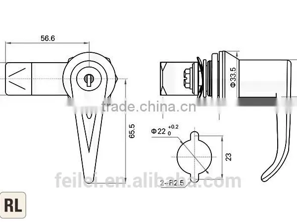2015 FEILEI MS303-1 Wenzhou Factory Sell Hardware Safety Good Quality Display Case L Handle Lock for Sale photo-6