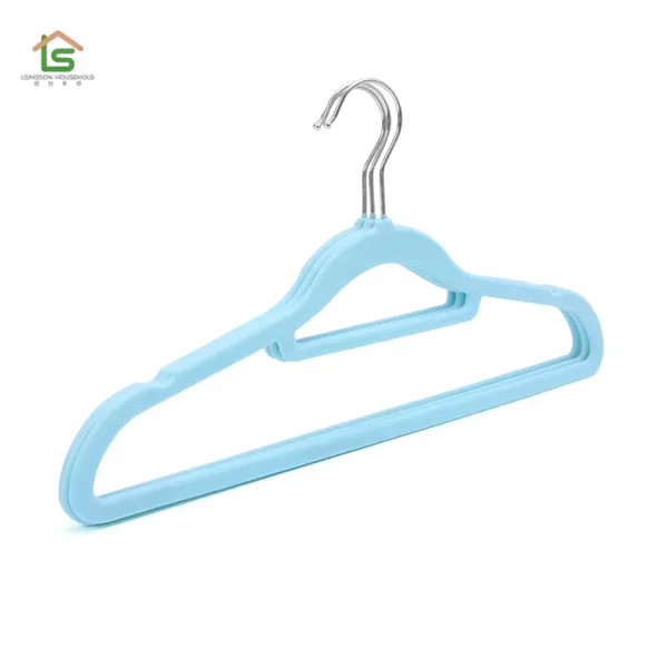 Factory Custom Anti Slip Notched Flocked Hangers Felt Kids Velvet Hanger For Kids Clothes photo-2