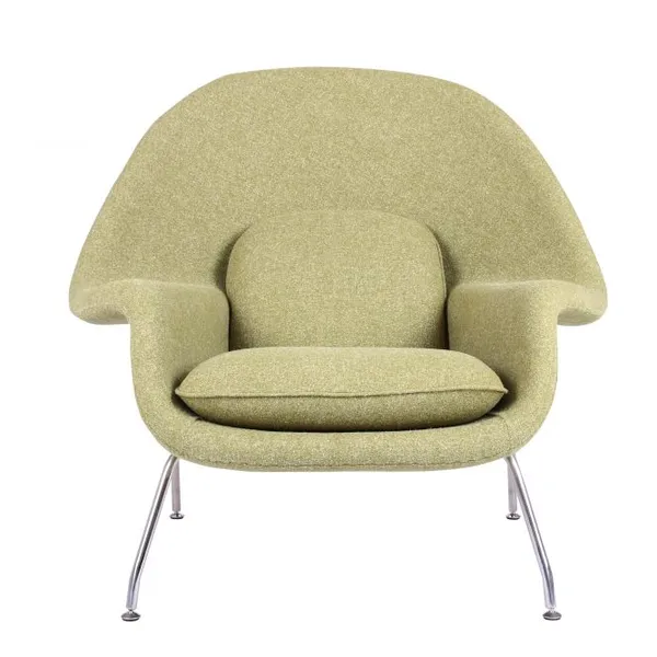 Cozy Womb Chair With Ottoman, Soft Fabric Lounge Set for Bedroom Reading Nook