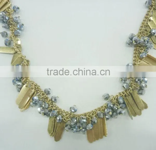 FASHION BEADED DISCS LONG NECKLACE EARRING SET photo-2