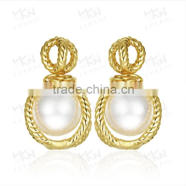 Hot Selling New Design Pave Setting 18K Gold Plated Fashion Drop Pearl Earring photo-2