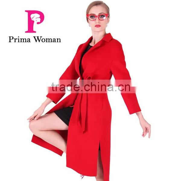 2016 New Design Spring Women Length Slim Fit Wool Trench Coat With Belt photo-6