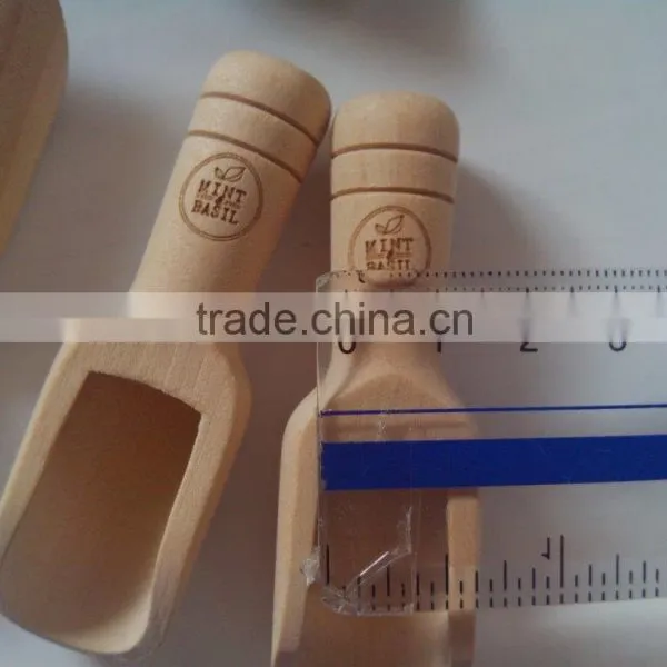 Cosmetic or Spice Mini Wooden Scoop Printing or Engraved With Custom Burnt Logo photo-4