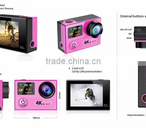 2016 New Products! WiFi/remote Control 360 VR Waterproof Dual Screen 4K 30fps/ 2.7K 30fps/ 1080P 60fps HD Sports Camera--DV-30 photo-3