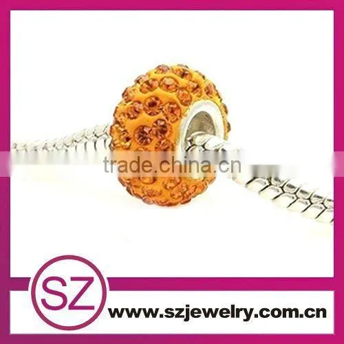 2014 Wholesale Yellow Shining Rhinestone European Style Beads