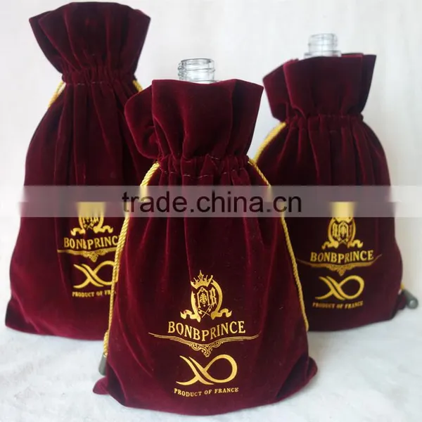Custom Microfiber Fabric Drawstring Bag Pressed With Gold Logo