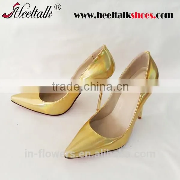 Eleglant and Comfortable Handmade Gold Color Red Sole Ladies Dinner Shoes