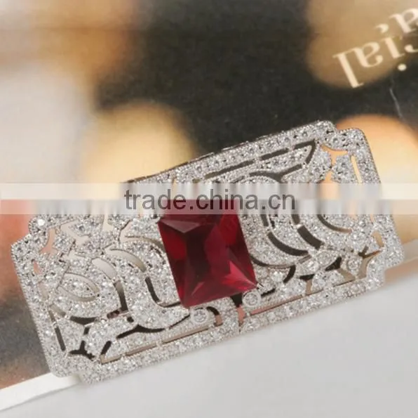 Platinum Plated Elegant Victorian Wedding Brooch With AAA+ Cubic Zircon Micro Pave Setting for Women and Men photo-3