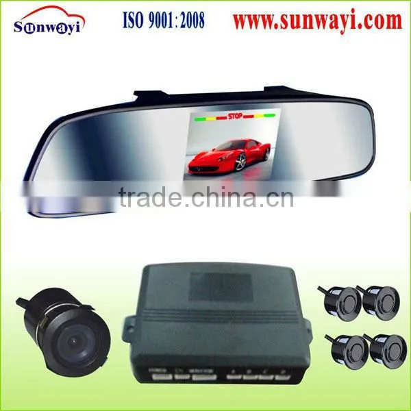 DC 12V Voltage 4.3 Inch Mirror Parking Sensor for Car Alarm System With Anti-shock Camera