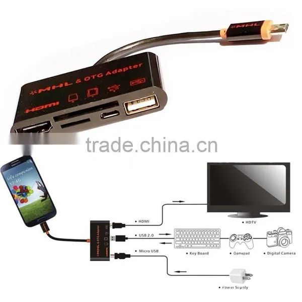 Micro USB OTG Sd Tf HUB Card Reader MHL to Hdm i Hdtv Adapter Connection Kit for Samsung Galaxy S5 S3 S4 Note2 Note3 Note4 photo-3