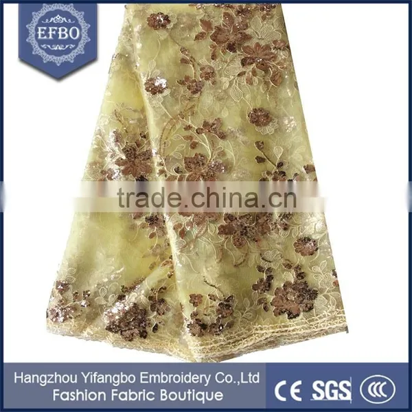 2016 Reliable Supplier in China Embroidered Bridal Tulle Fabric Wholesale Cheap Price African French Lace With Sequins photo-2
