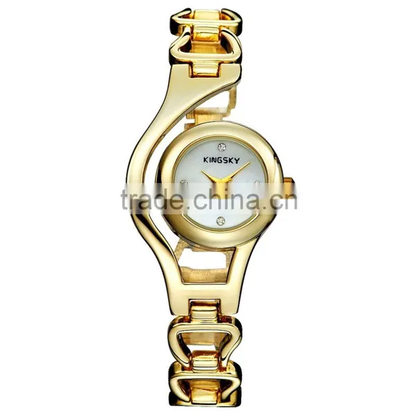 Kingsky KY070 Fashion Design Gold Plated Beautiful Ladies Watch photo-5