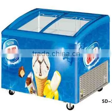 271L Curved Glass Chest Freezer Showcase