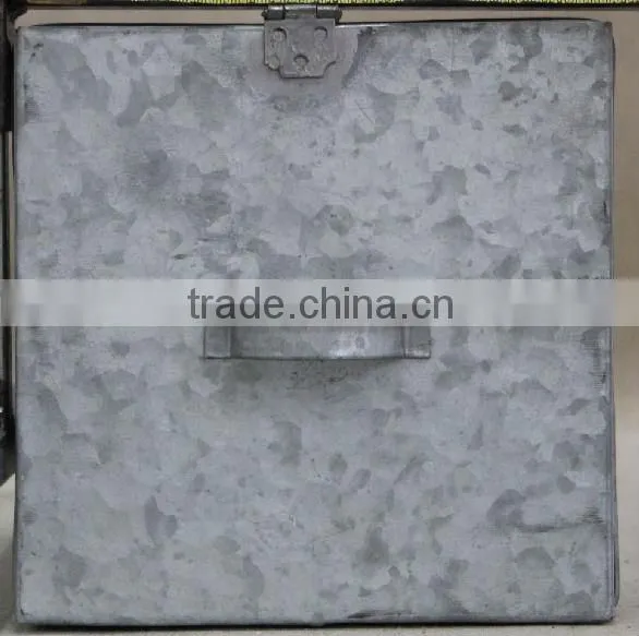 Handcraft Square Lid Vintage Galvanized Tin Storage Box photo-4