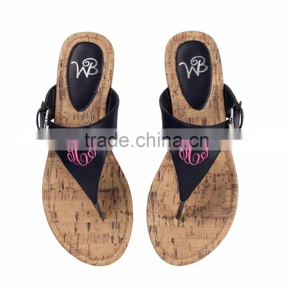 Wholesale Boutique Monogrammable Brown/Black Natalie Woman Sandal