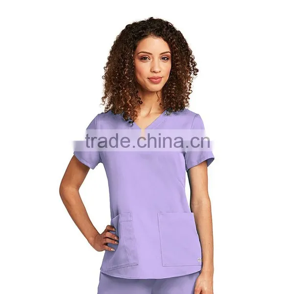 Solid Fashion Scrub Tops For Women/Medical Scrub Top Nurse/V Neck Female Scrub Cotton/Polyester Tops photo-5