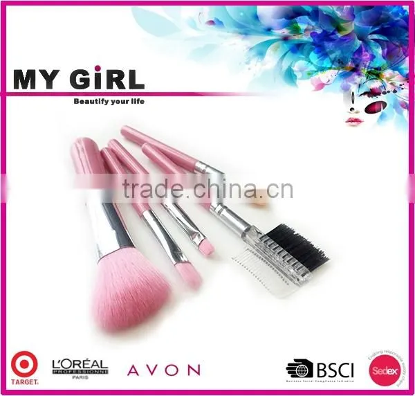 2016 MY GIRL OEM Make up Brush /5pcs Wooden Handle Goat Hair Professional Makeup Brush Set photo-2