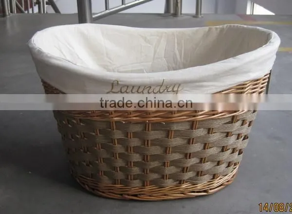 willow storage basket; willow laundry basket