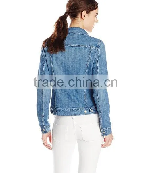 Women's Plain Denim Classic Trucker Jacket photo-2