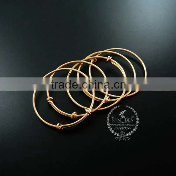 50mm Diameter Brass 14K Gold Plated Simple Wiring Bracelet for Beading DIY Jewelry Supplies 1900105 photo-2