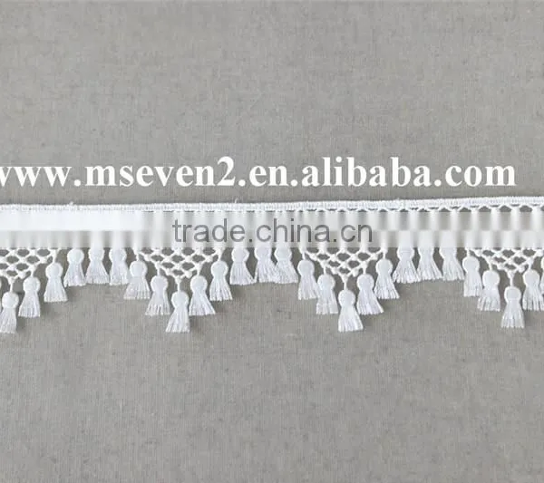 Perfect Style Tassel Lace Trim 100% Polyester Embroidery Triangle Shaped Lace in White for Garment photo-2