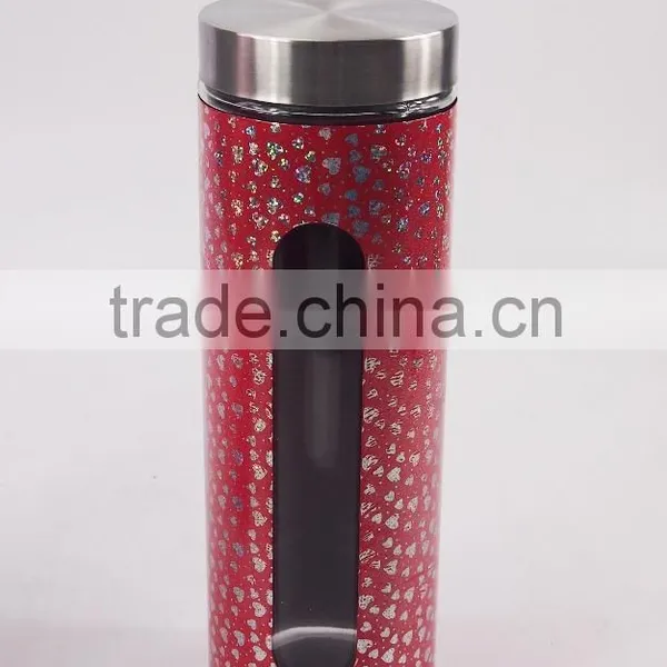 4 Pcs Set Red Round Glass Jar With Stainless Steel Lid photo-2