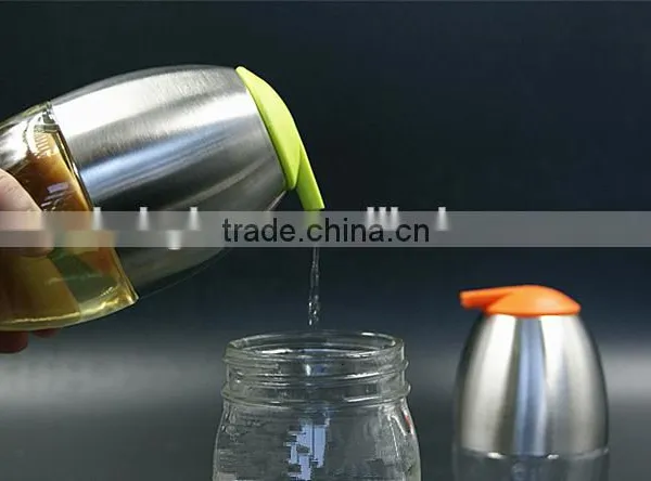 Glass Oil Vinegar Bottle Spice Jar With Stainless Steel Coat photo-2