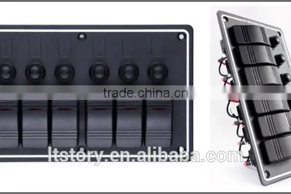 6 GANG LED Waterproof Rorcker Switches Aluminum Panel photo-2