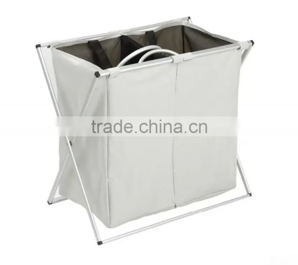 Double Layers Laundry Hamper 2 Compartment Sorters With Aluminum Frame photo-3