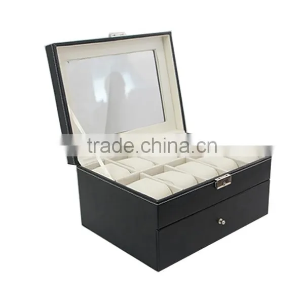 20 Grids 2-layer Display Leather Watch Jewelry Storage Case Organizer With Lock & Key photo-3