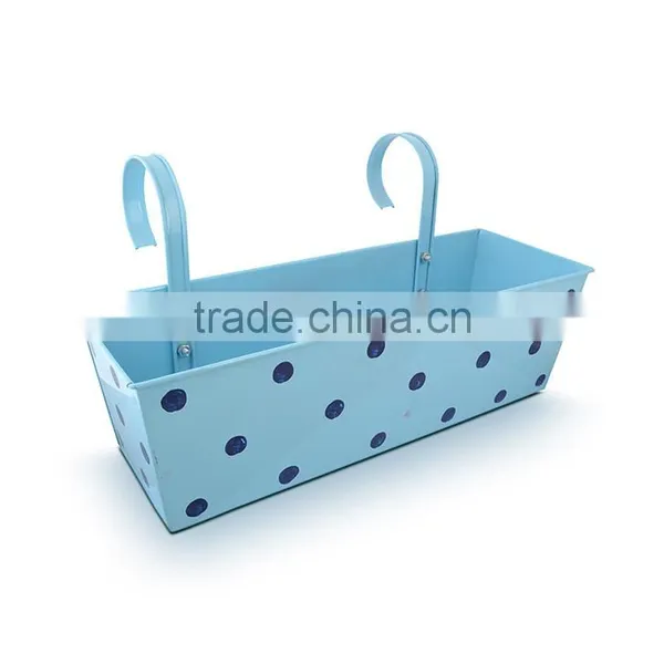 Powder Coated Metal Iron Planters | Polka Dot Rectangle Railing Planter photo-2