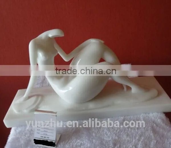 Abstract White Marble Hand Carving Sexy Naked Woman Sculpture