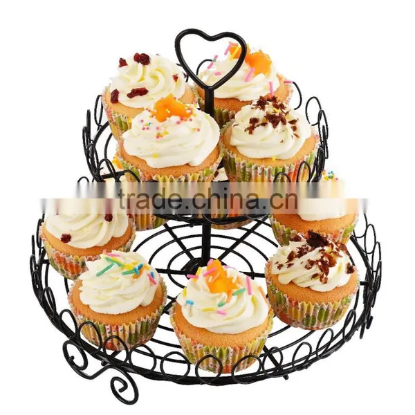 Powder Coated 2-tier Round Shape Wire Cupcake Stand /cupcake Holders photo-2