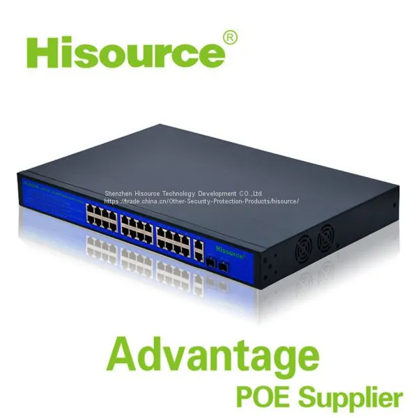 Hisource 24-портовый 400Вт POE-коммутатор IEEE802.3AF/AT, сетевые коммутаторы, быстрый Ethernet-коммутатор photo-3