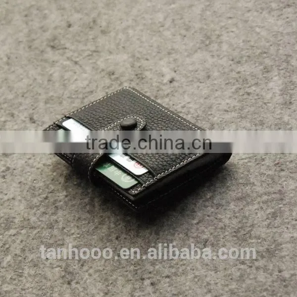 Litchi Stria Factory Direct Wholesale Leather Card Holder Customize Cards Bag With Buckle photo-2