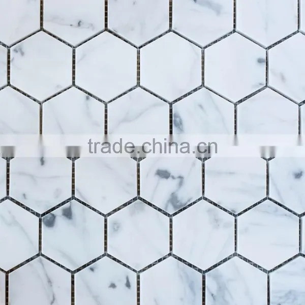 MM-CV261 Gold Supplier Customized Flooring Natural Stone Asian Statuary Hexagon Marble Mosaics Tiles photo-2