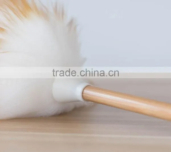 Bamboo Handle Household and Car Cleaning Tool Sheepskin Wool Duster photo-2