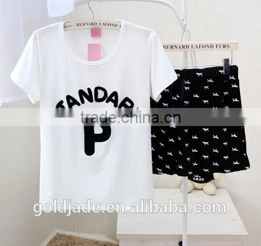 2015 New Homewear for Summer Blank Couple Sleepwear Sets Homewear,embroidery Shorts Sleepwear Homewear Sets for Women or Men photo-6
