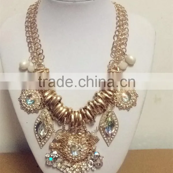 Brand Fashion Large Crystal Stone Alloy Charms Necklaces photo-3