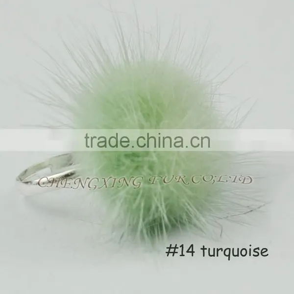 CX-A-27 Genuine Mink Fur Ball Finger Ring photo-6