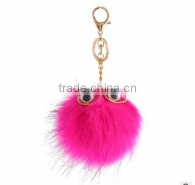 Evil Eye Faux Fur Pom Pom Keychain Bag Charms Fake Fur Glasses Bag Charms Car Hangers Imitation Fur Ball Keychain Gifts photo-4